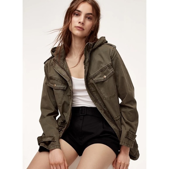 ARITZIA Talula Green Button Up Hooded Utility Jacket - Picture 4 of 10